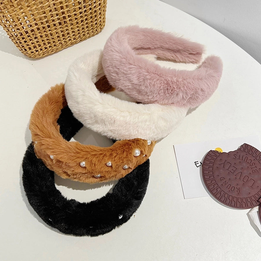 basic classic style solid color plush hair band