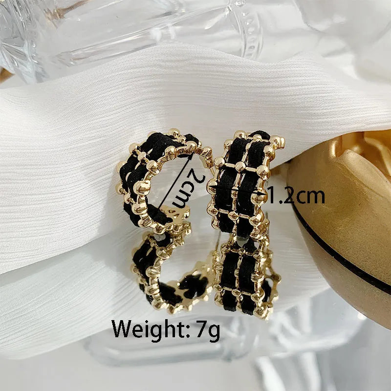 1 pair simple style c shape plating alloy cloth gold plated ear cuffs ear studs