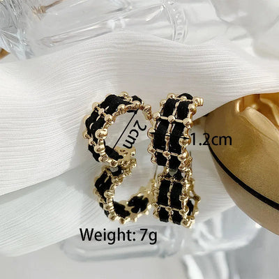 1 pair simple style c shape plating alloy cloth gold plated ear cuffs ear studs