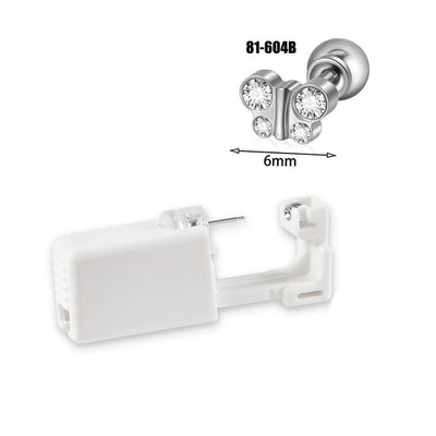 1 Piece Hawaiian Tropical Round Flower Butterfly Inlay 316 Stainless Steel  Zircon 24K Gold Plated Cartilage earrings