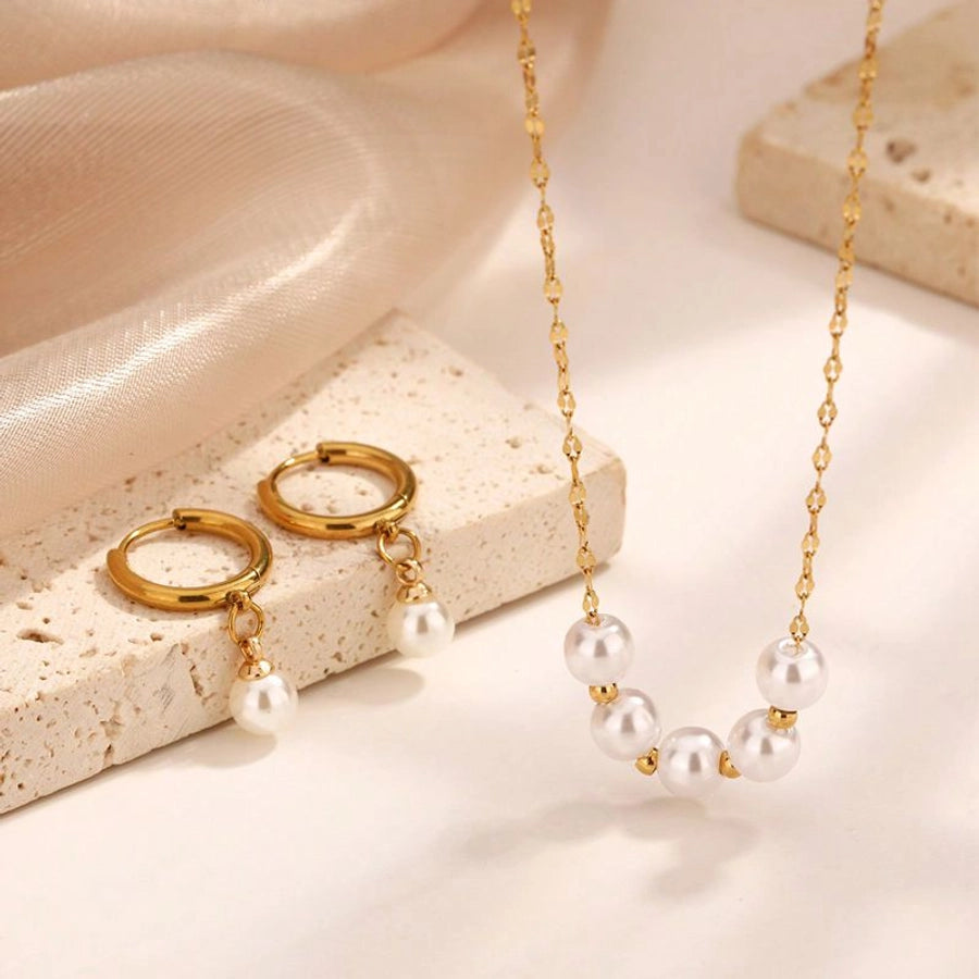 Jewelry Fairy Style Princess Shiny Geometric 304 Stainless Steel Plastic 18K Gold Plated Plating Jewelry Set