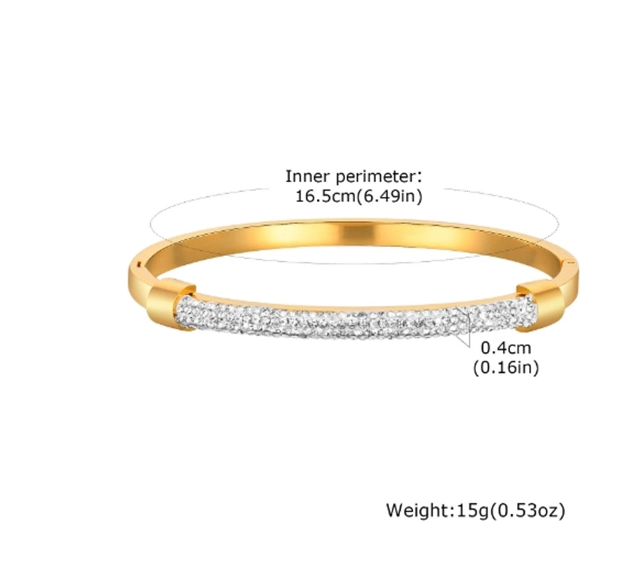Classic Style Solid Color 304 Stainless Steel 18K Gold Plated Bangle In Bulk