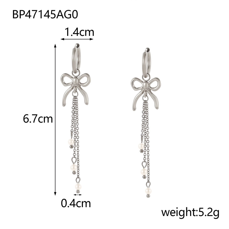 1 Pair Simple Style Bow Knot 304 Stainless Steel 18K Gold Plated Earrings