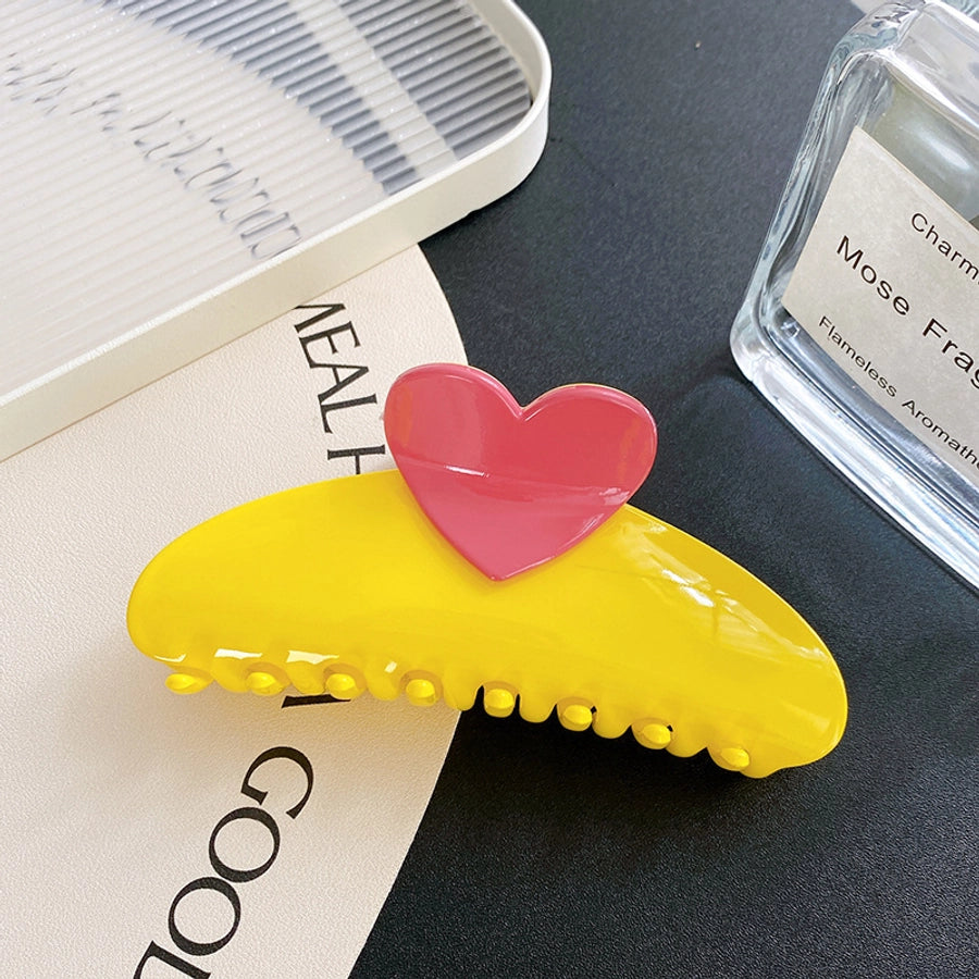 Women's Simple Style Heart Shape Plastic Resin Hair Claws