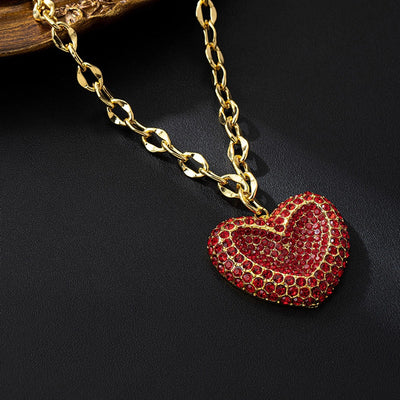 Jewelry IG Style Simple Style Heart Shape Copper Zircon 18K Gold Plated Inlay Pendant Necklace
