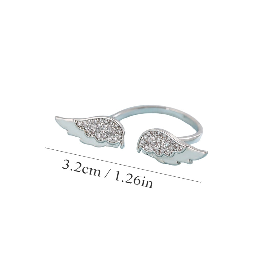 Jewelry Simple Style Shiny Wings Copper Open Rings