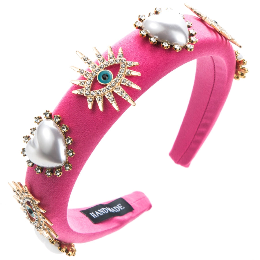 Women's Modern Style Classic Style Heart Shape Eye Sponge Inlay Artificial Pearls Rhinestones Hair Band