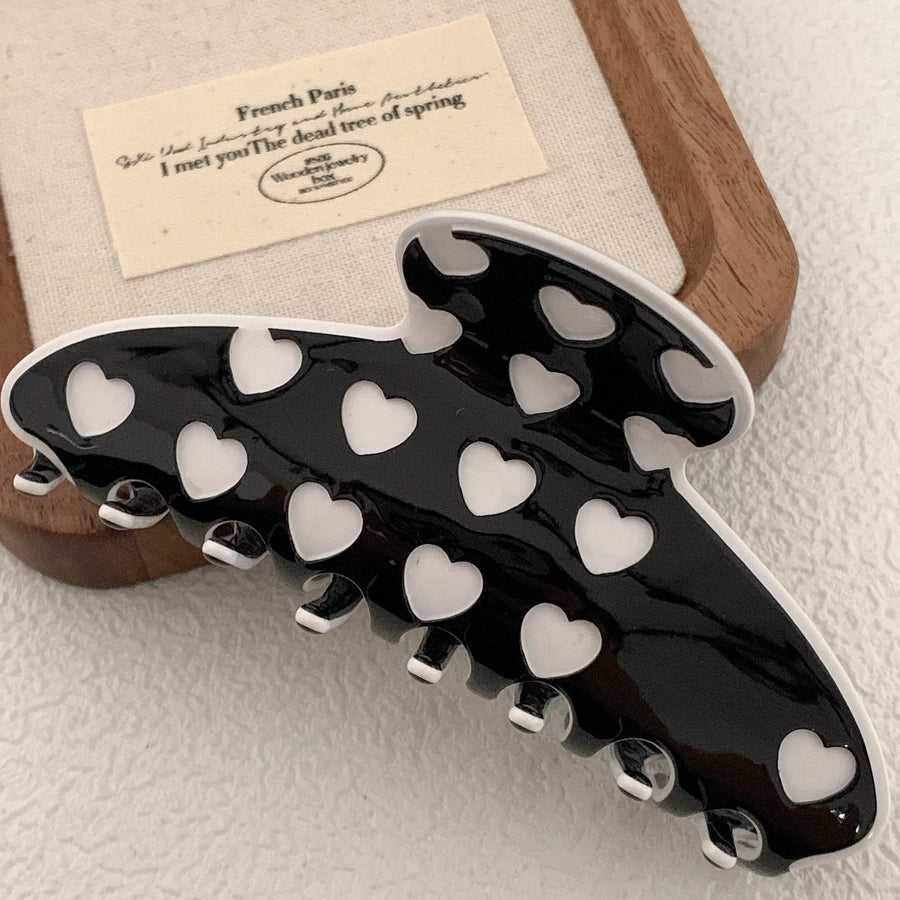 women's simple style commute heart shape alloy acetic acid sheets printing hair claws