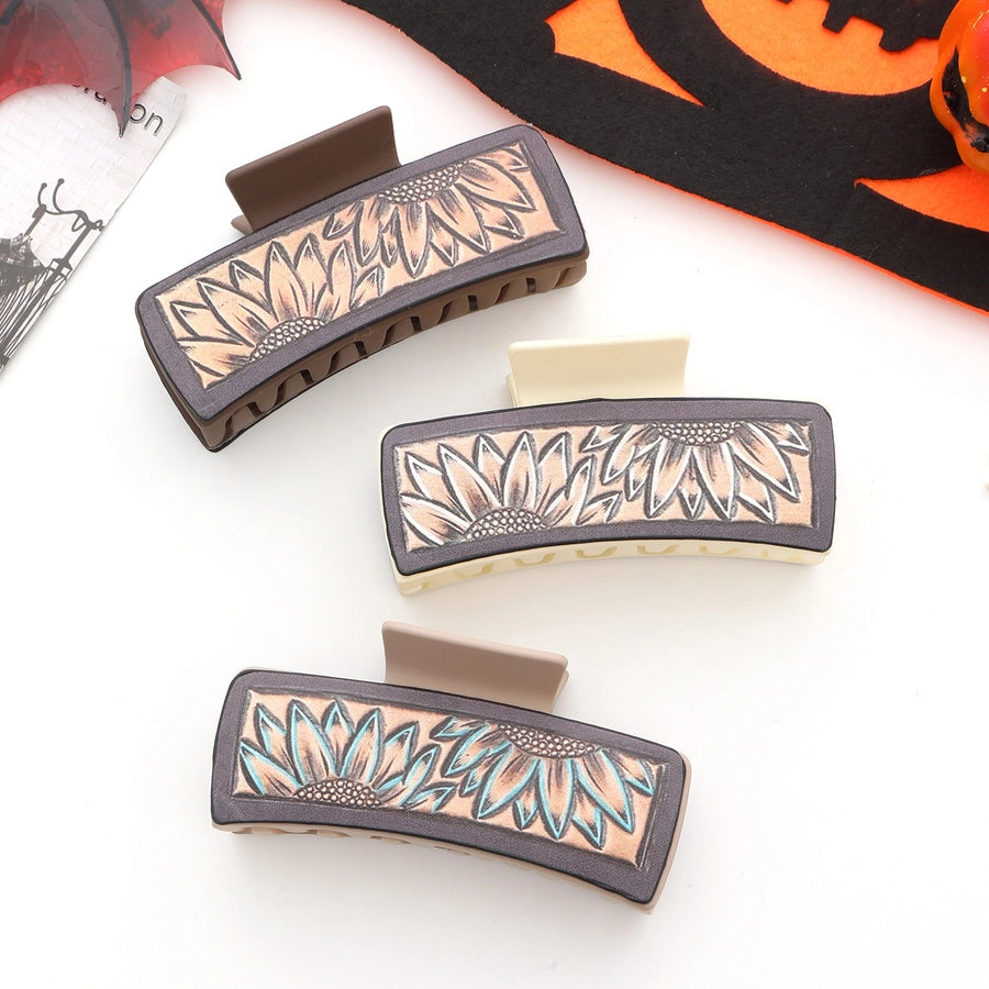 women's vintage style simple style sunflower pu leather hair claws