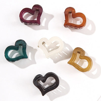 women's cute heart shape plastic hollow out hair clip