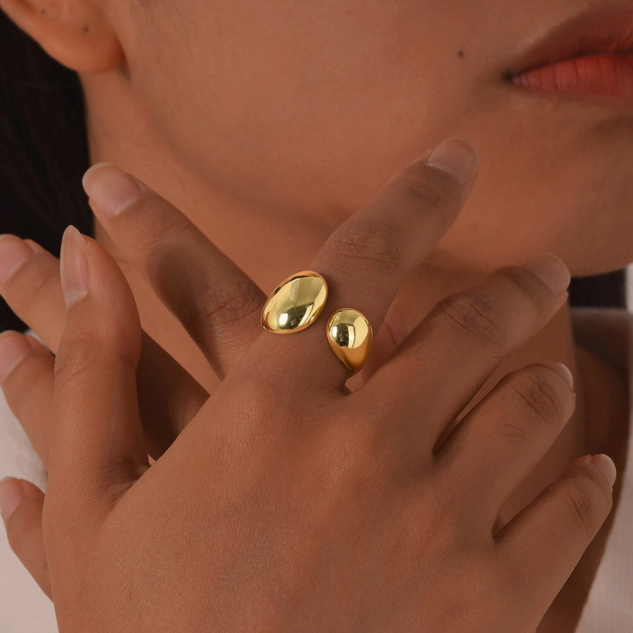 Copper Plated 14K Gold Water Drop Open Ring