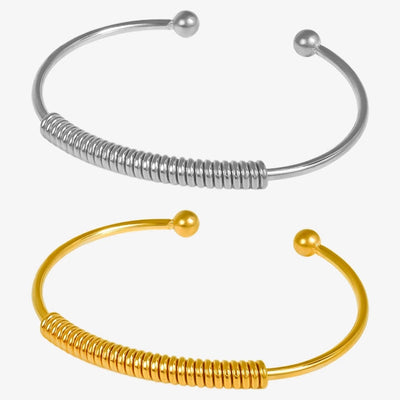 304 Stainless Steel European and American Coil Bracelet Female 18K Gold Niche High Sense C- Shaped Open Adjustable Bracelet in Stock