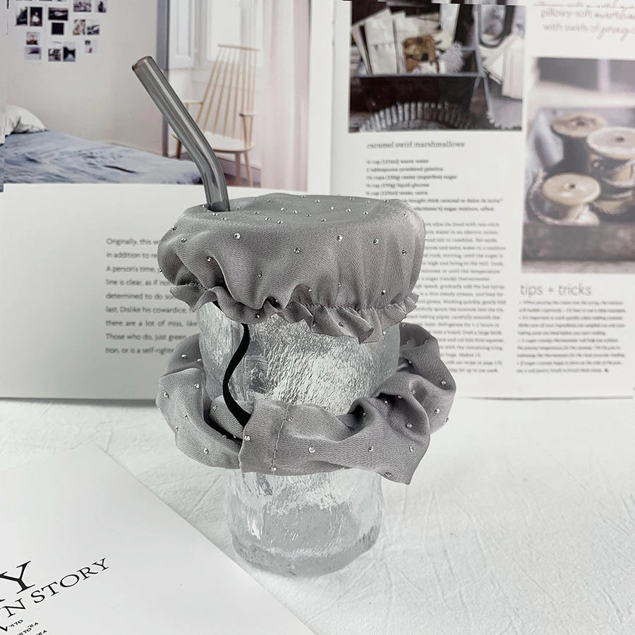 Nightclub Anti-Medicine Artifact Elastic Rubber Band Cup Lid Set  Color Diamond-Embedded Large Intestine Hair Ring Hair Rope for Women