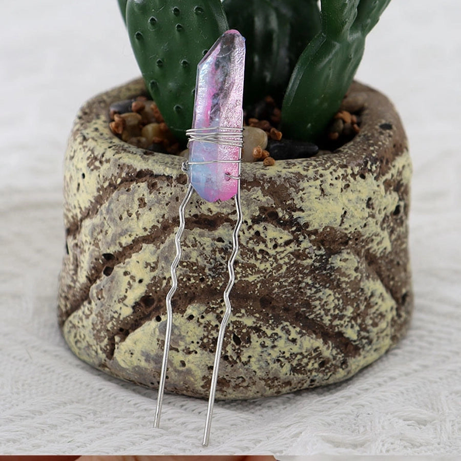 women's ig style geometric alloy handmade inlay crystal hairpin