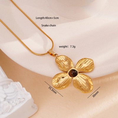 Jewelry Glam Lady Sexy Four Leaf Clover 304 Stainless Steel 316 Stainless Steel  Pendant Necklace
