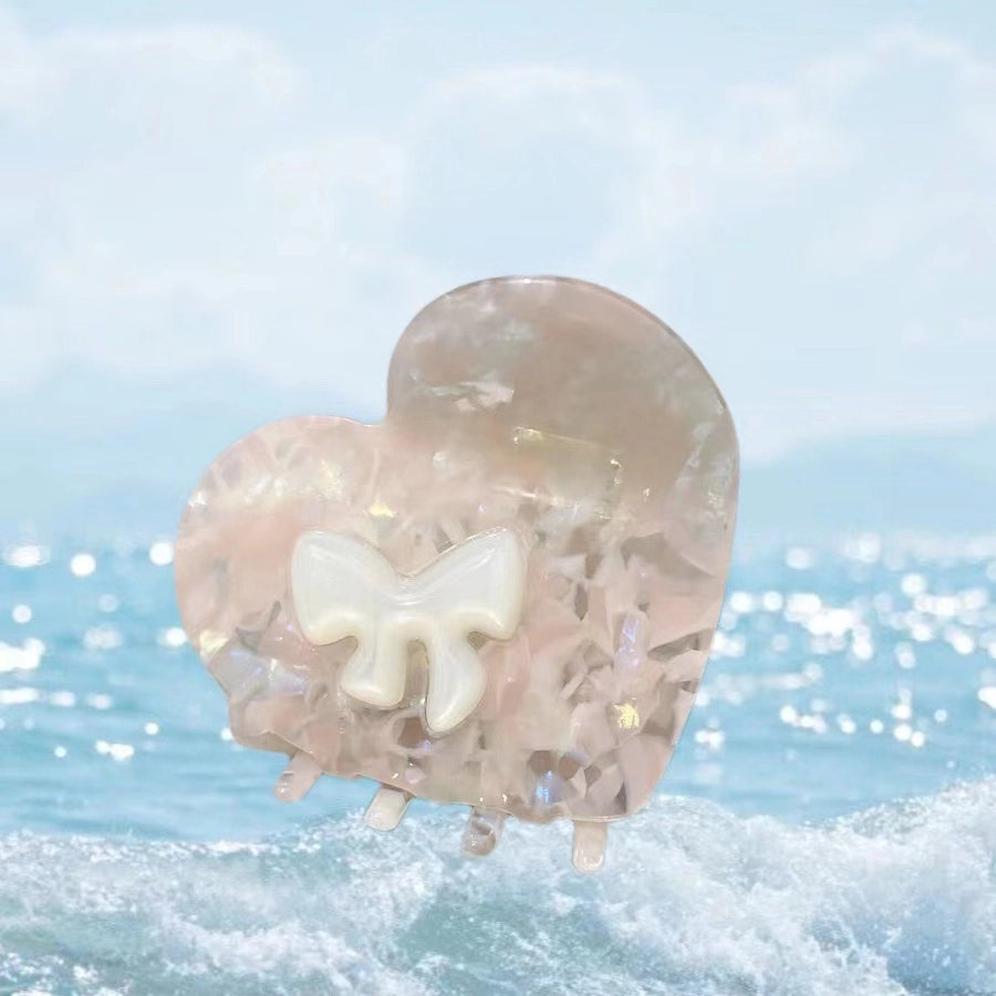 Women's Simple Style Heart Shape Bow Knot Acetic acid sheets Hair Claws