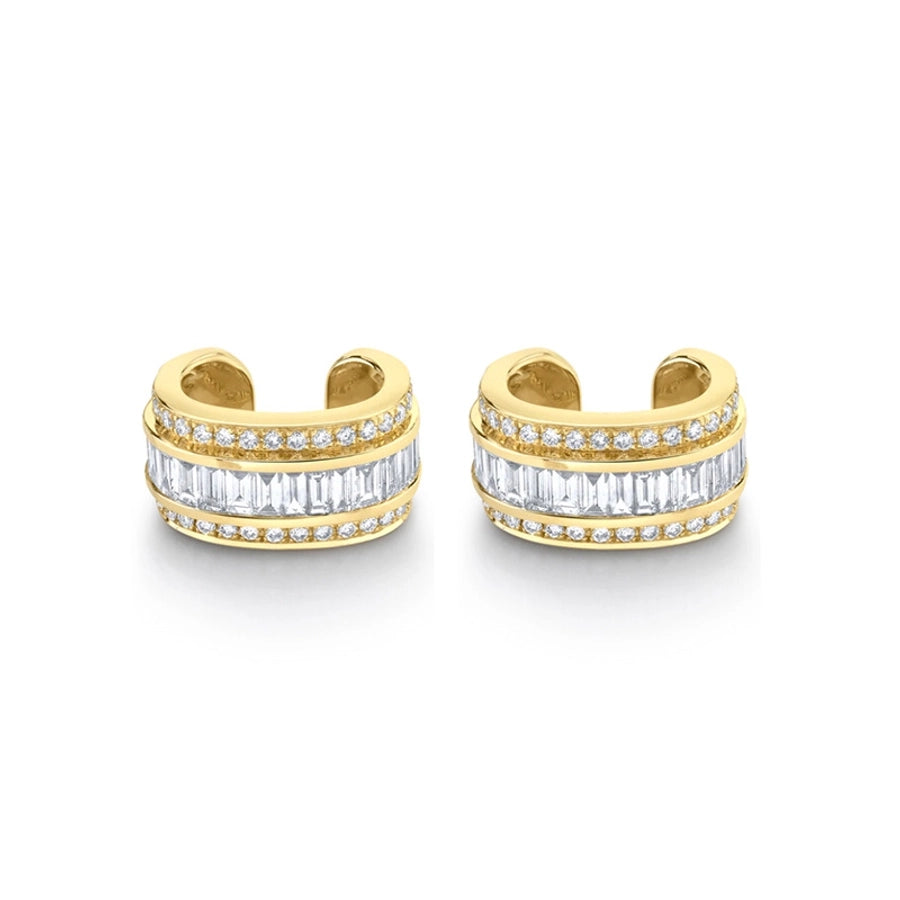 1 Pair Casual Simple Style Geometric Copper Zircon 24K Gold Plated Ear Cuffs
