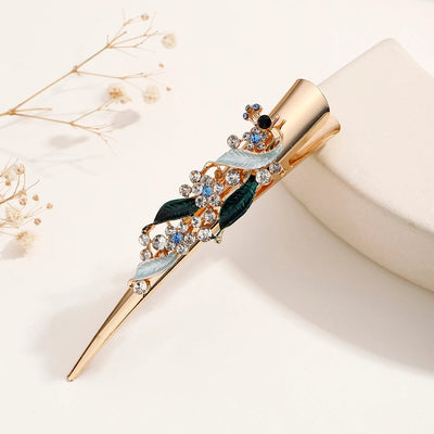 Women's Lady Modern Style Sweet Flower Alloy Stoving Varnish Inlay Rhinestones Hair Clip