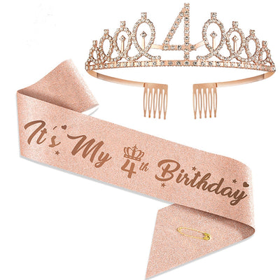 Girl'S Cartoon Style Letter Crown Metal Stoving Varnish Crystal Crown