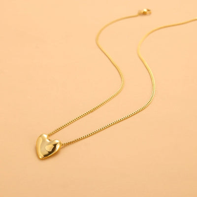 Jewelry Simple Style Heart Shape 304 Stainless Steel Zircon 18K Gold Plated Pendant Necklace