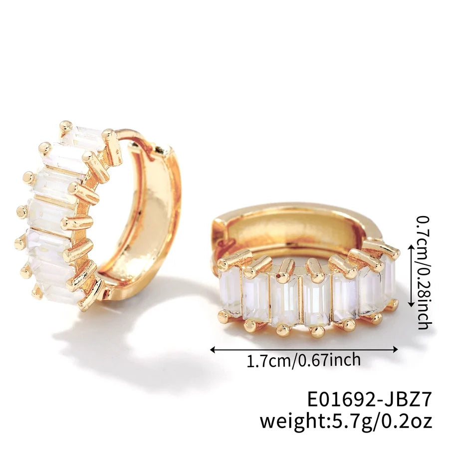 1 Pair Casual Glam Shiny Solid Color Inlay Copper Zircon K Gold Plated Rhodium Plated Ear clip