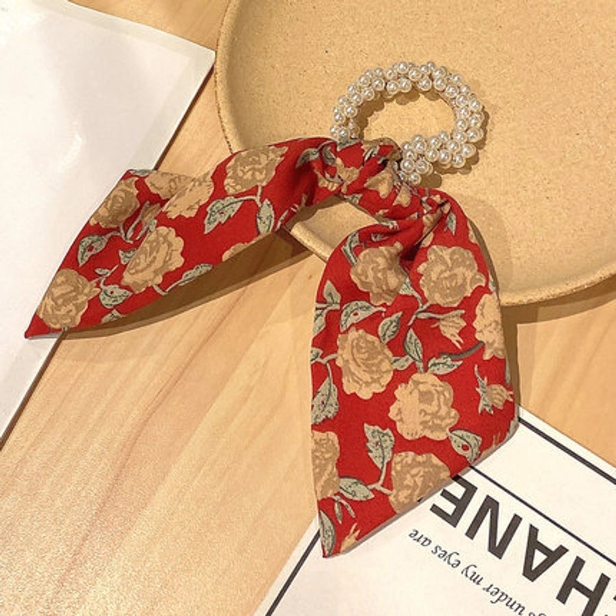 Women's Simple Style Classic Style Solid Color Cloth Baroque Pearls Hair Tie