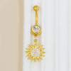 1 Piece Belly Rings Cute Sweet Star Moon Flower 316 Stainless Steel  Alloy Copper Inlay Rhinestones Pearl Gold Plated