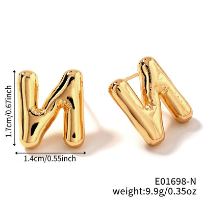 1 Pair Sweet Simple Style Shiny Letter Plating Copper K Gold Plated Ear Studs