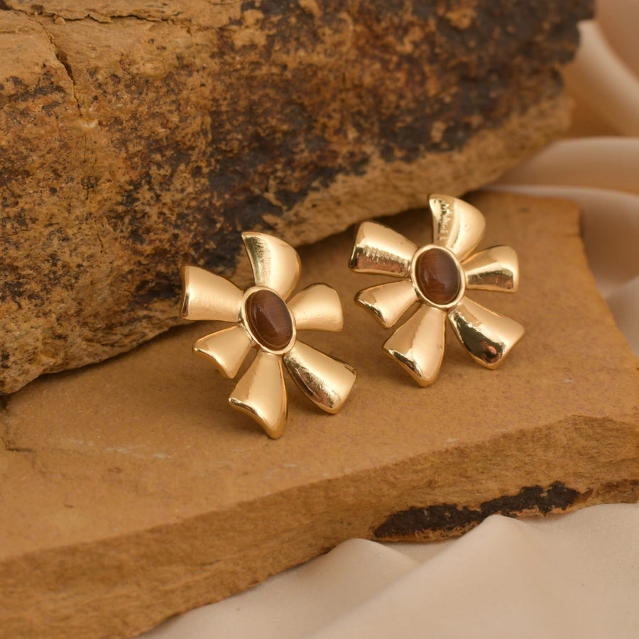 1 Pair Retro Simple Style Classic Style Flower 304 Stainless Steel Ear Studs