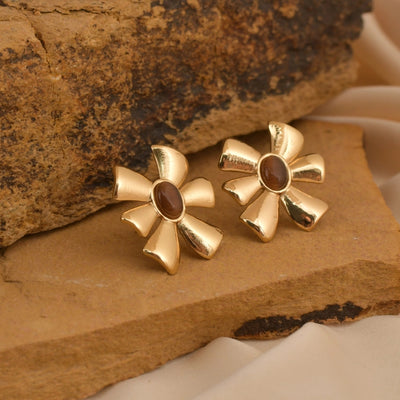 1 Pair Retro Simple Style Classic Style Flower 304 Stainless Steel Ear Studs