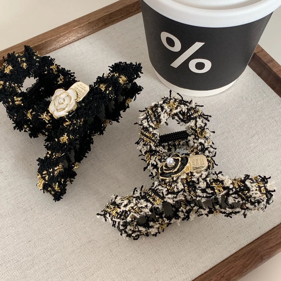 women's princess cute sweet flower plastic cloth inlaid pearls hair claws