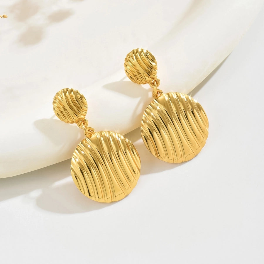 1 Pair Simple Style Classic Style Streetwear Round 304 Stainless Steel Imitation Gold  Drop Earrings
