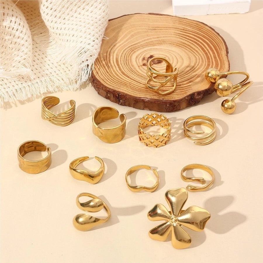 Jewelry Retro Floral 304 Stainless Steel Plating Open Rings