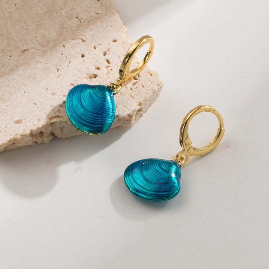 1 Pair Elegant Vacation Starfish Shell Copper 18K Gold Plated Drop Earrings