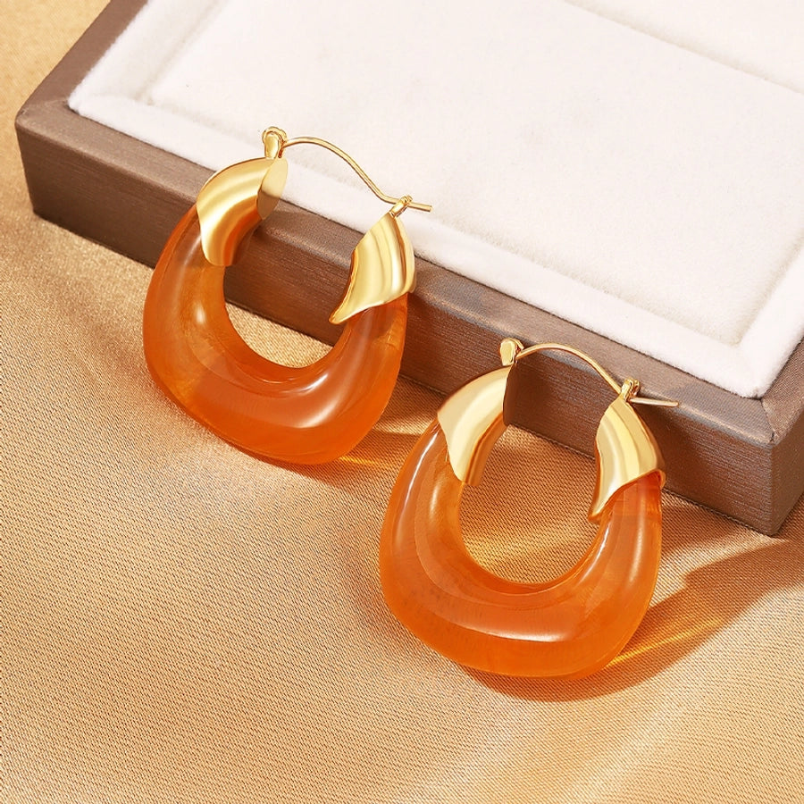 1 Pair Classical Retro Queen U Shape Copper Imitation Gold  Earrings
