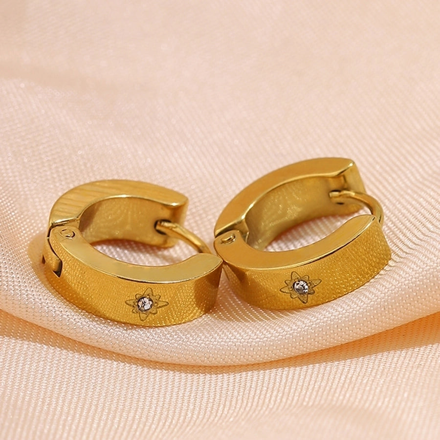 1 Pair Retro Eight awn star Solid Color 304 Stainless Steel Hoop Earrings