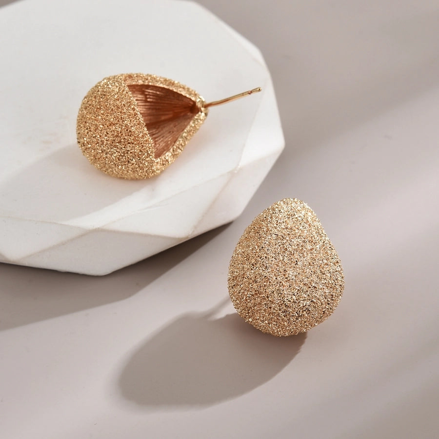 1 Pair Elegant Retro Commute Water Droplets Copper K Gold Plated Ear Studs