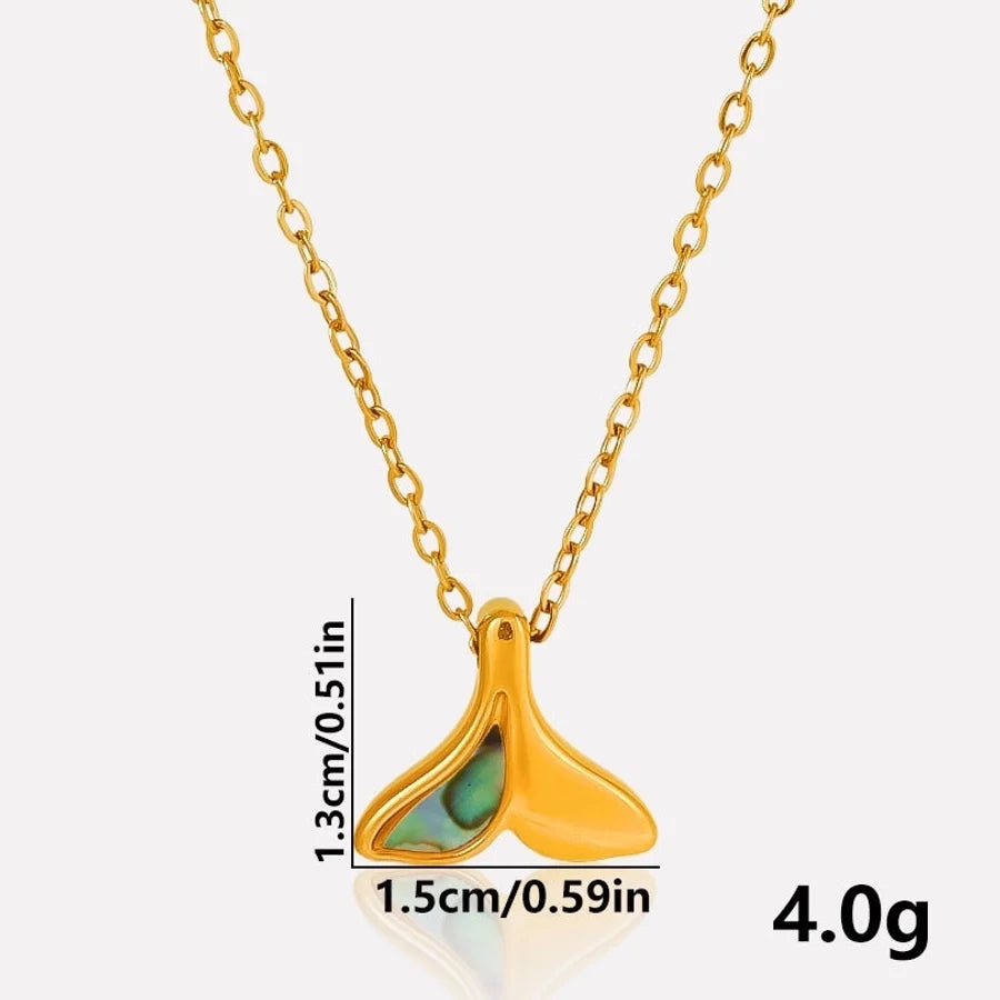 Jewelry Vintage Style Classic Style Fish Tail 304 Stainless Steel Shell 18K Gold Plated Irregular Plating Pendant Necklace