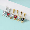 1 Piece Belly Rings IG Style Casual Cool Style Heart Shape 304 Stainless Steel Plating Zircon 18K Gold Plated