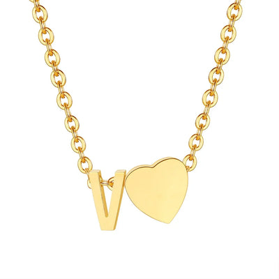 Jewelry Simple Style Commute Letter Heart Shape 201 Stainless Steel Plating Pendant Necklace