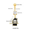 1 Piece Belly Rings Rock Punk Pumpkin Bat Skull 316 Stainless Steel  Alloy Epoxy Inlay Rhinestones Zircon Gold Plated