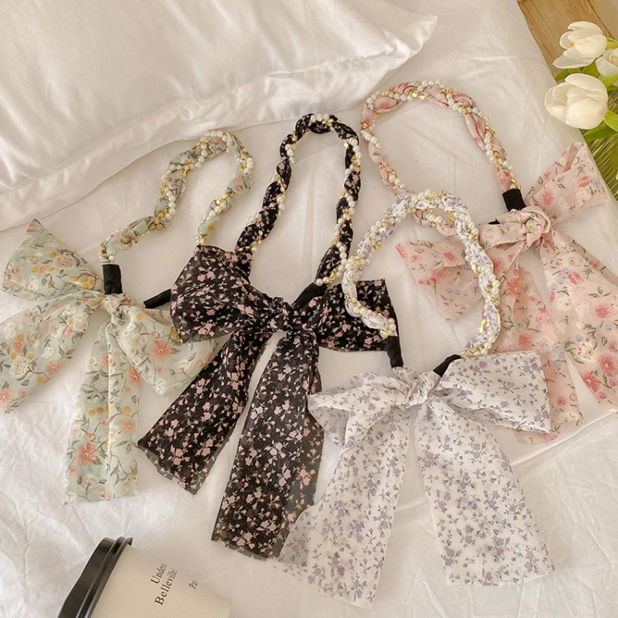 fairy style basic modern style ditsy floral bow knot synthetic yarn hair band