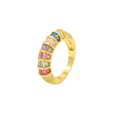 Copper Plating Geometric Zircon Copper Rings