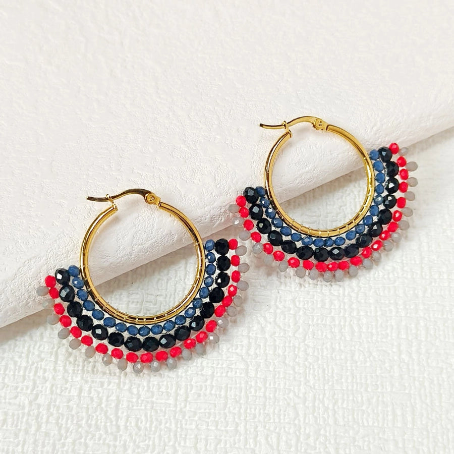 exclusive for  famous fan-shaped earrings original handmade beaded earrings  jewelry manufacturers supply
