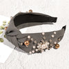 fashion solid color cloth inlay pearl hair band 1 piece