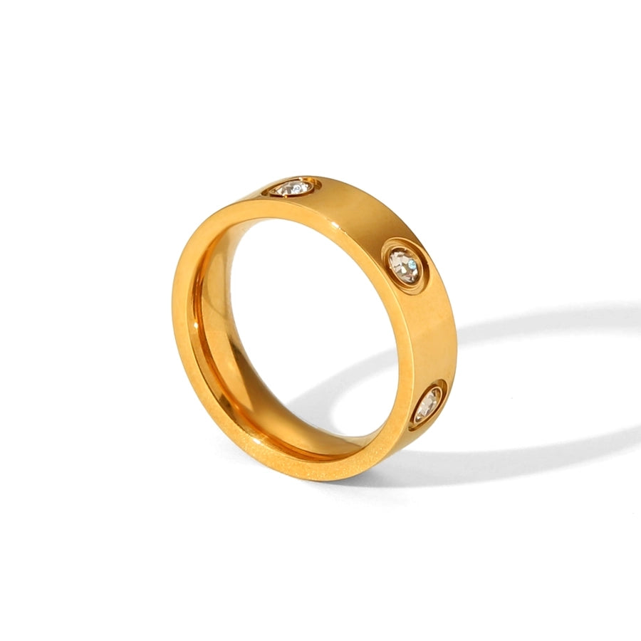 Jewelry IG Style Casual French Style Geometric 304 Stainless Steel Titanium Steel Zircon 18K Gold Plated Rings Bracelets