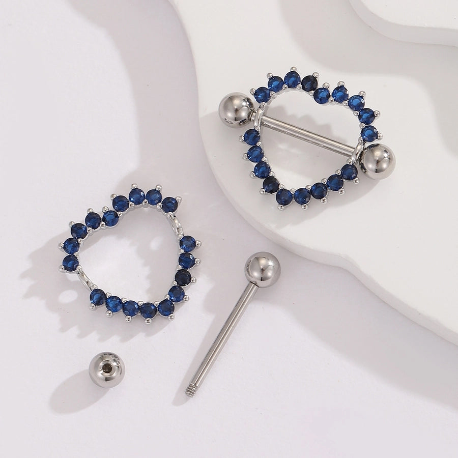 1 Pair Ear Cartilage Rings & Studs Modern Style Shiny Heart Shape 304 Stainless Steel Inlay Zircon Ear Cartilage Rings & Studs