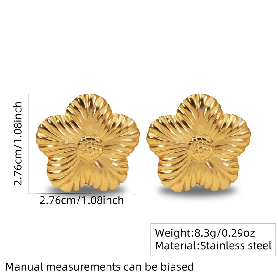 1 Pair Sweet Commute Flower 304 Stainless Steel Imitation Gold  Ear Studs
