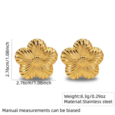 1 Pair Sweet Commute Flower 304 Stainless Steel Imitation Gold  Ear Studs