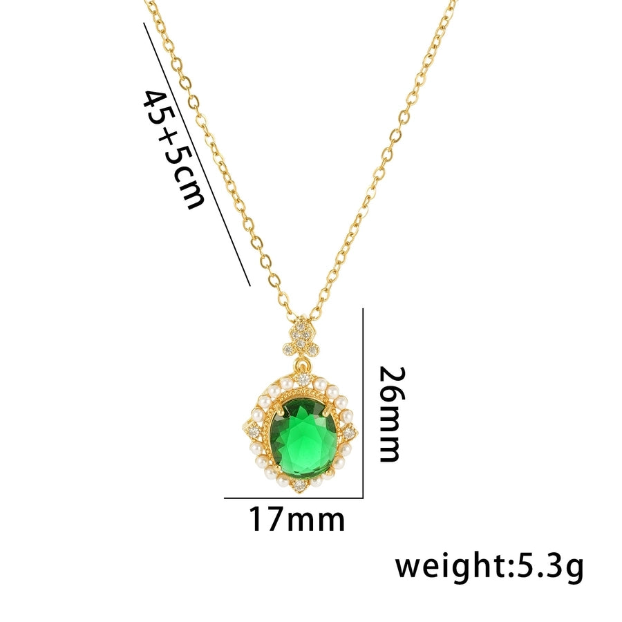 Jewelry Elegant Glam Luxurious Oval Water Droplets Pearl 304 Stainless Steel Copper 18K Gold Plated Pendant Necklace